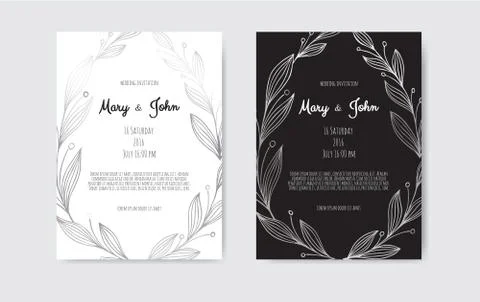 Silver Vector invitation with floral elements. 스톡 일러스트