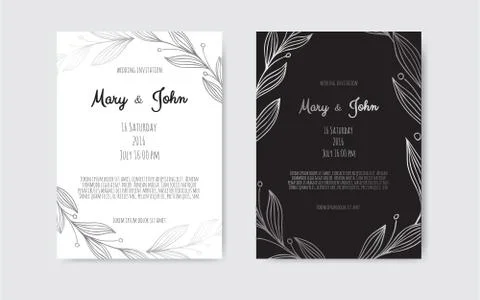 Silver Vector invitation with floral elements. Great for invitation design Stock Illustration