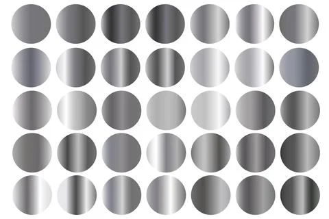 Silver vector palette. Set of silver metal textures. Stock Illustration