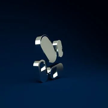 Silver Vitamin complex of pill capsule icon isolated on blue background. Heal Stock Illustration