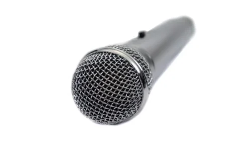 Silver vocal microphone perspective view Stock Photos