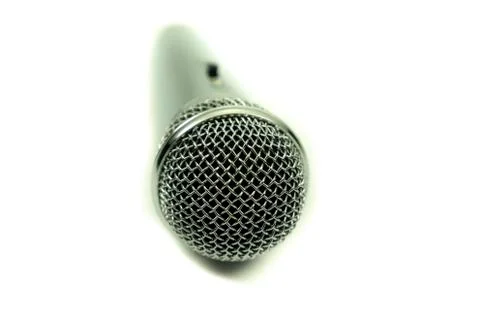 Silver vocal microphone perspective view Foto stock
