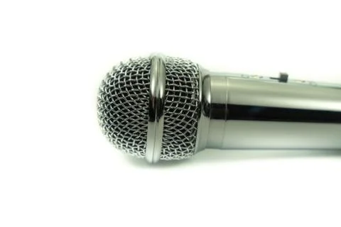 Silver vocal microphone side view Stock Photos