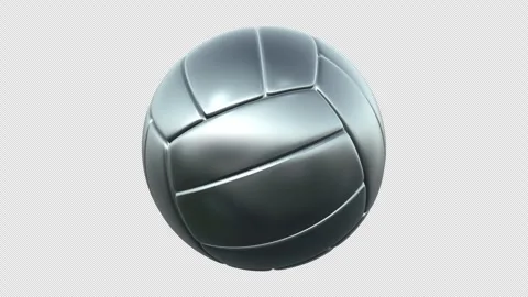 Silver Volleyball Ball Loop On Alpha Channel Stock Footage 338189533