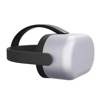 Silver VR Headset. Isolated On White Background. 3D Render. Virtual Reality. Stock Illustration