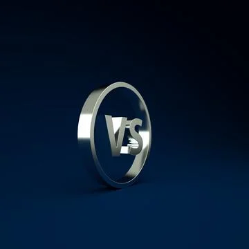 Silver VS Versus battle icon isolated on blue background. Competition vs matc Stock Illustration