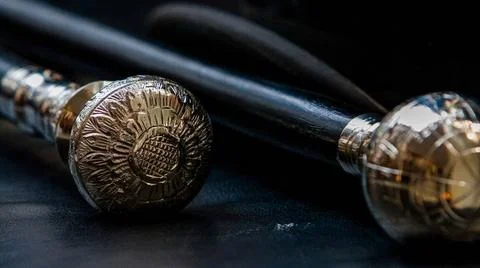 Silver walking stick two walking sticks with silver knobs Copyright: xZoon... Stockfoto's