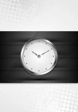 Silver wall clock on black stripes Silver wall clock on black stripes. Vec... Stock Photos