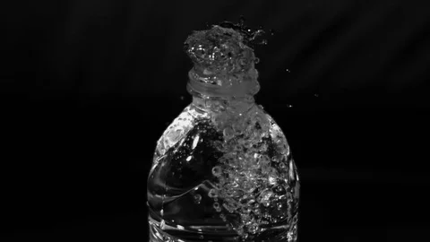 Silver Water Bottle Splash Slow Motion 04 Stock Footage 71192039