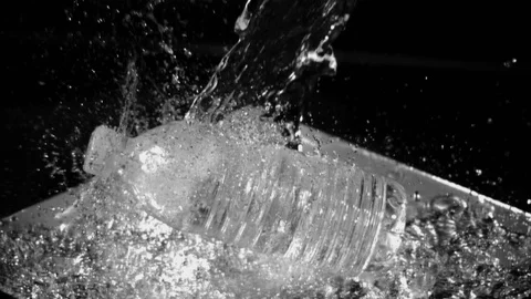 Silver Water Bottle Splash Slow Motion 01 Stock Footage 71435474