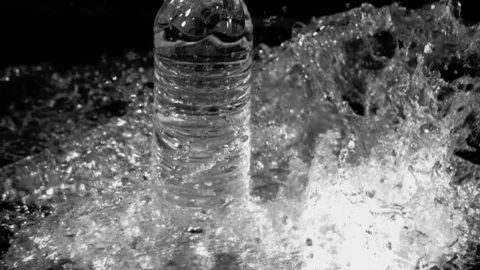 Silver Water Bottle Splash Slow Motion 02 Stock Footage 71435757