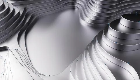 Silver Wave Background. Abstract Minimal Exterior Design. Stock Illustration