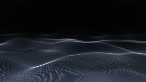 Silver Waves Black Background Grey Black, Monochrome Particle Grid Wave, Sm.. 스톡 동영상 332622294