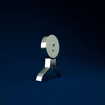 Silver Web camera icon isolated on blue background. Chat camera. Webcam icon. 库存插图