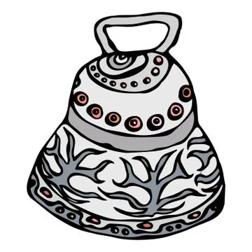 Silver Wedding Bell, Ship Bell, Church Bell. Ink Vector Illustration Isolated On Stock Illustration