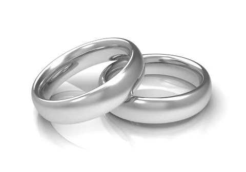 Silver wedding rings concept  3d illustration Stock Illustration