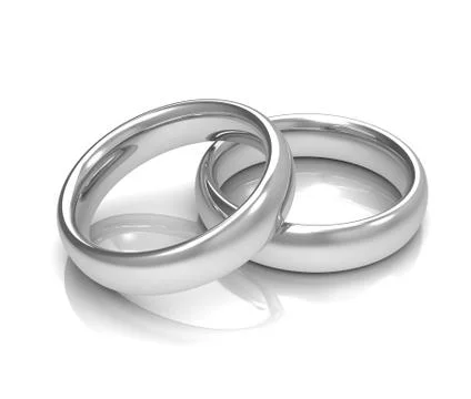 Silver wedding rings concept  3d illustration Stock Illustration