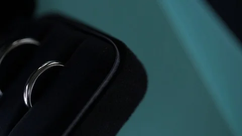 Silver Wedding Rings macro closeup shoot diamon Jewellery Stock Footage 93715469