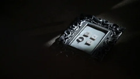 Silver Wedding Rings on the wall with love macro closeup shoot diamon Jewellery Stock Footage 93762009