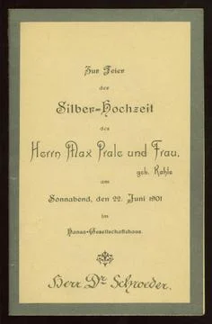 SILVER WEDING ANNIVERSARY held by MAX PRALE AND WIFE GEB. KAHLE at HAMBURG... Stock Photos