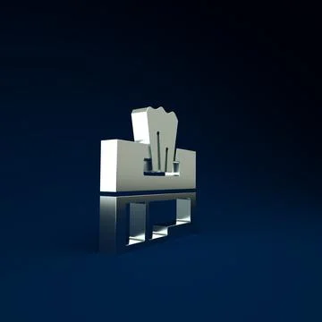 Silver Wet wipe pack icon isolated on blue background. Minimalism concept. 3d Illustrazione stock