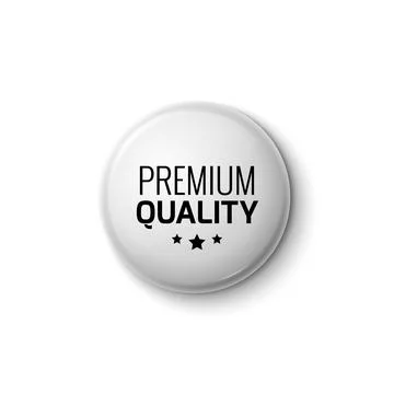 Silver white button label premium quality round emblem Stock Illustration