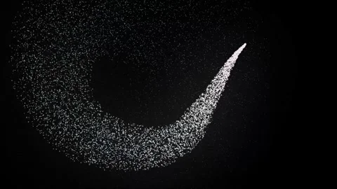  Silver White Particle Crescent Wave on Black Motion Background Video stock 341602533