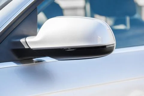 Silver wing mirror Stock Photos