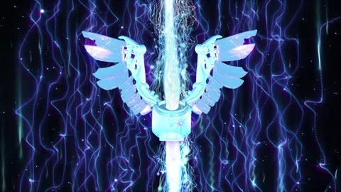 SILVER WINGS 3D ANIMATION WITH SKY BLUE BACKGROUND Stock Footage 233923020