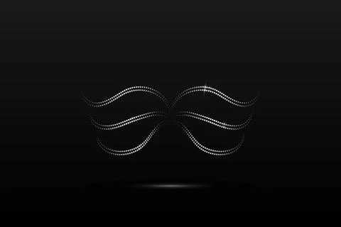 Silver wings linear wavy abstract on a black background. Angel wings. Vector Stock Illustration