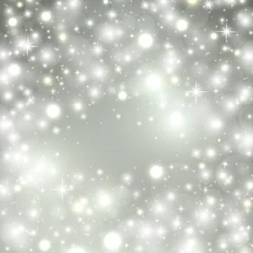 Silver winter abstract background. Shine background with glowing stars, light Stock Illustration