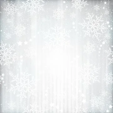Silver winter, christmas background with snowflake star pattern Illustrazione stock