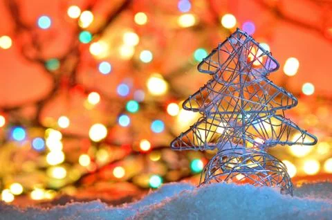 Silver wired christmas tree Foto stock