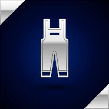 Silver Work overalls icon isolated on dark blue background. Vector Stock Illustration