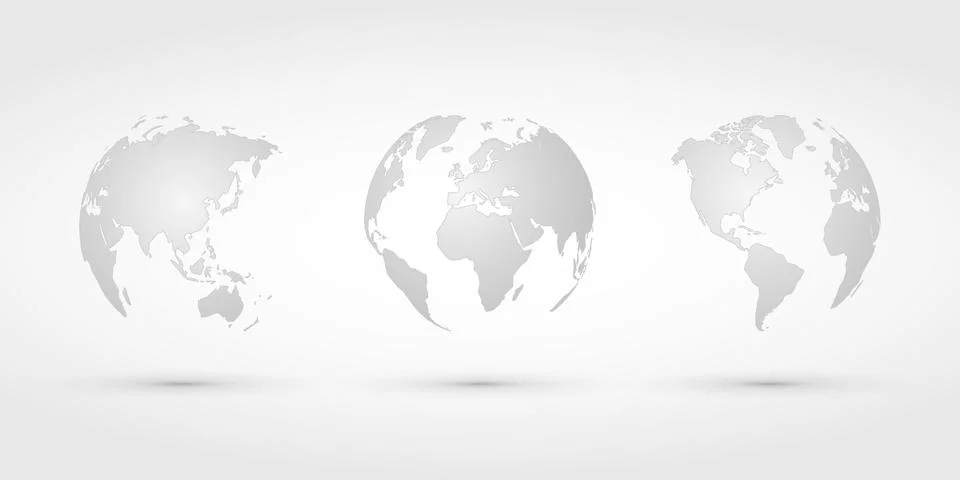 Silver world globes. Stock Illustration