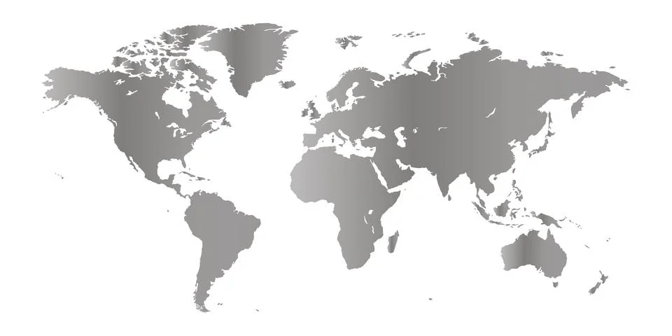Silver world map on white background. Vector EPS10 Stock Illustration
