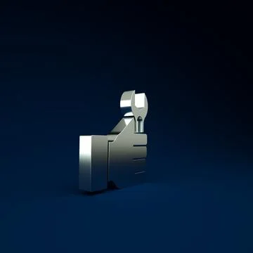 Silver Wrench spanner icon isolated on blue background. Minimalism concept. 3 Stock Illustration