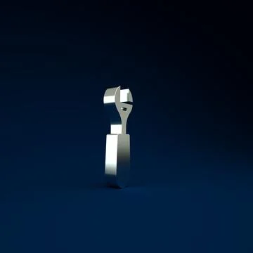 Silver Wrench spanner icon isolated on blue background. Minimalism concept. 3 Illustrazione stock