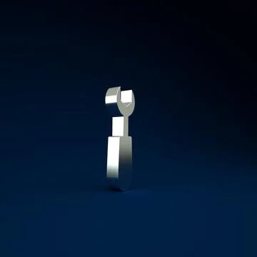 Silver Wrench spanner icon isolated on blue background. Minimalism concept. 3 Illustrazione stock