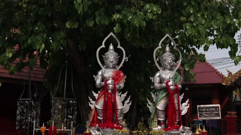 Silver Yaksha at the Wat Sri Suphan Silver Temple, Chiang Mai, Thailand Stock-Footage 237716111