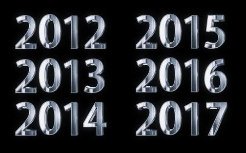Silver year numbers 2012-2017 Stock Illustration