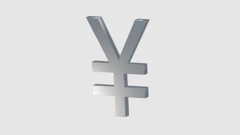 Silver Yen Currency Symbol Floating on Transparent Background Stock Footage 346708452