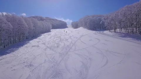 Silver Zao Onsen Ski Resort Paradise Slope Stock Footage 332859656