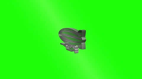 Silver zeppelin rotating on green screen background Stock Footage 314333248