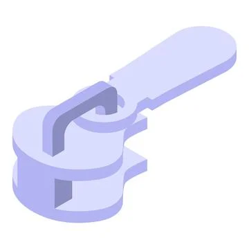 Silver zipper pull icon, isometric style Stock Illustration