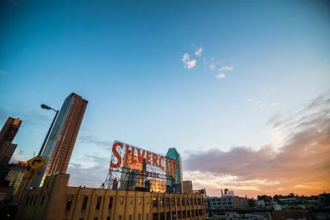 Silvercup Studios Big Sign View form Queensboro Bridge form Manhattan to Broo Stock Photos