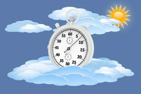 Silvered chronometer. Numbers and black hands -3D illustration. イラスト素材