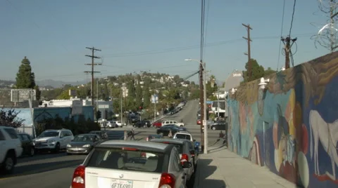 Silverlake colorful location, intersection on Sunset Blvd Video stock 49848262