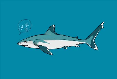 Silvertip shark with speech bubble Stock Illustration