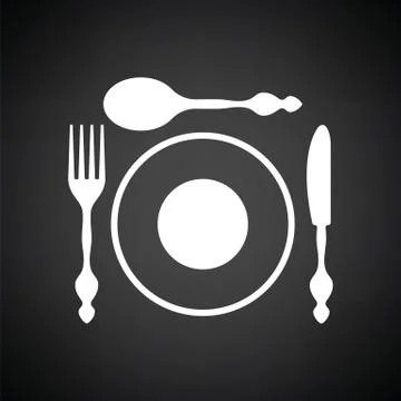 Silverware and plate icon Stock Illustration